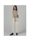 Women's Cotton Straight Pants Ivory - ARIFF - BALAAN 1