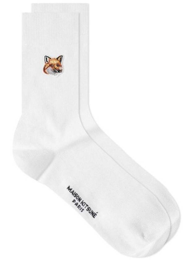 Fox Head Socks White - MAISON KITSUNE - BALAAN.