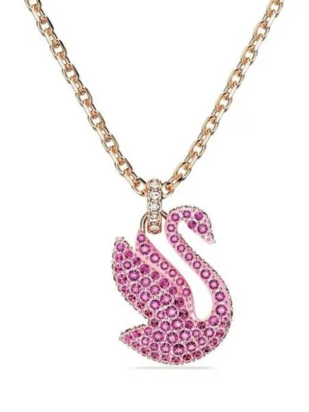 Iconic Swan Medium Pendant Necklace Pink Rose Gold - SWAROVSKI - BALAAN 2