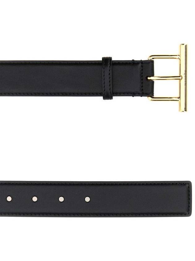 Engraved Sling Logo Leather Belt Black - ALEXANDER MCQUEEN - BALAAN 3