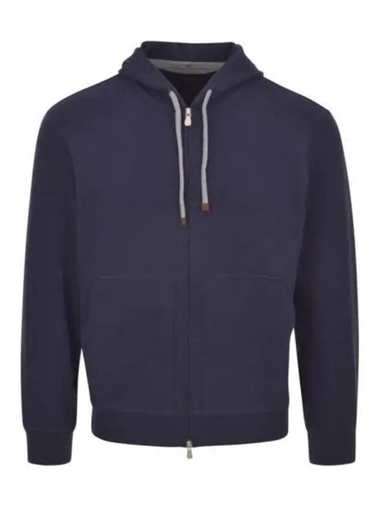 Men's Tech Cotton Sweatshirt Hooded Zip-up Navy - BRUNELLO CUCINELLI - BALAAN 2