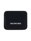 white logo 3-fold card wallet black - BALENCIAGA - BALAAN.