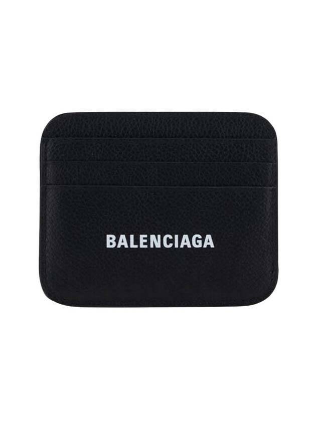 White Logo 3-Fold Card Wallet Black - BALENCIAGA - BALAAN 1