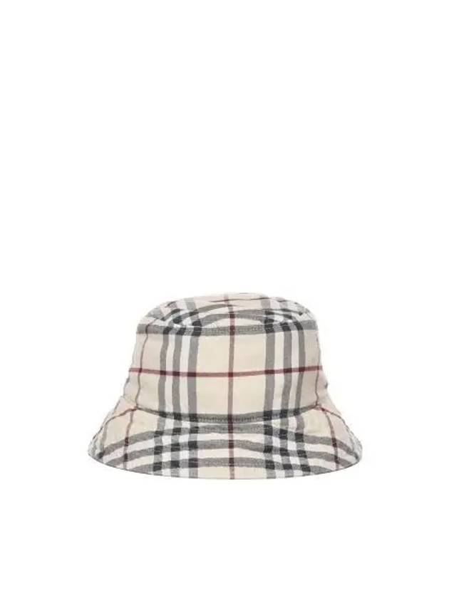 Stone Check Cotton Bucket Hat Beige - BURBERRY - BALAAN 2
