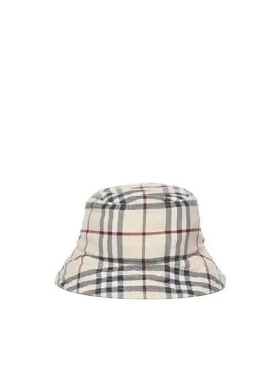 Stone Check Cotton Bucket Hat Beige - BURBERRY - BALAAN 2