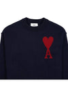 Big Heart Logo Wool Knit Top Navy - AMI - BALAAN 4