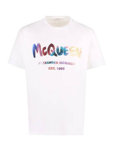 Graffiti Logo Short Sleeve T-Shirt White - ALEXANDER MCQUEEN - BALAAN 1