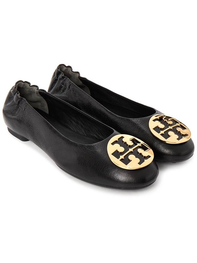 Logo Leather Ballerina Flat Black - TORY BURCH - BALAAN 4