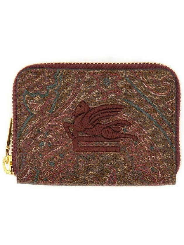 Paisley Print Embroidered Logo Zip Around Wallet Brown - ETRO - BALAAN 2