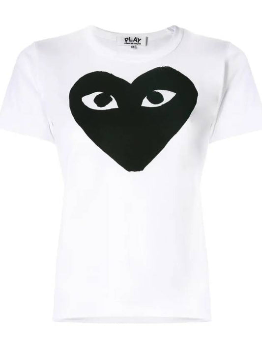 Women's Big Black Heart Short Sleeve T-Shirt P1 T069 1 White - COMME DES GARCONS PLAY - BALAAN 2
