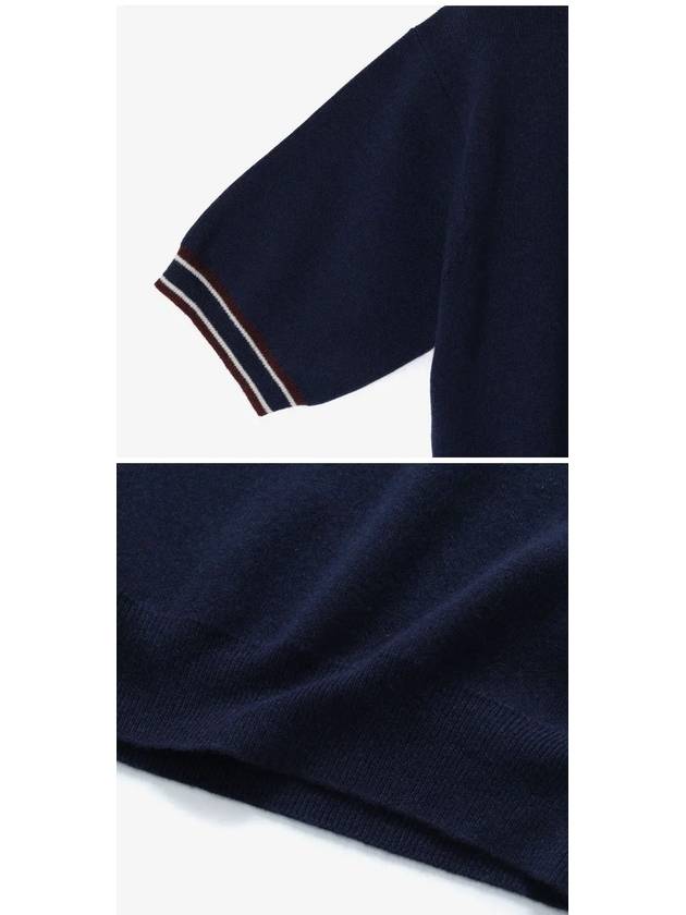 Wool Cashmere Polo Knit Top Navy - MIU MIU - BALAAN 4