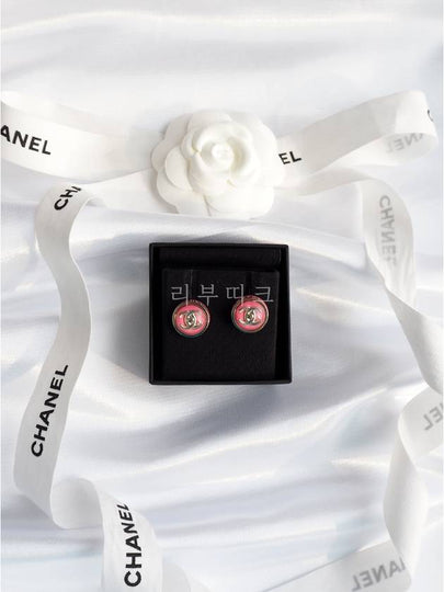 CC logo round earrings pink gold ABA005 - CHANEL - BALAAN 2