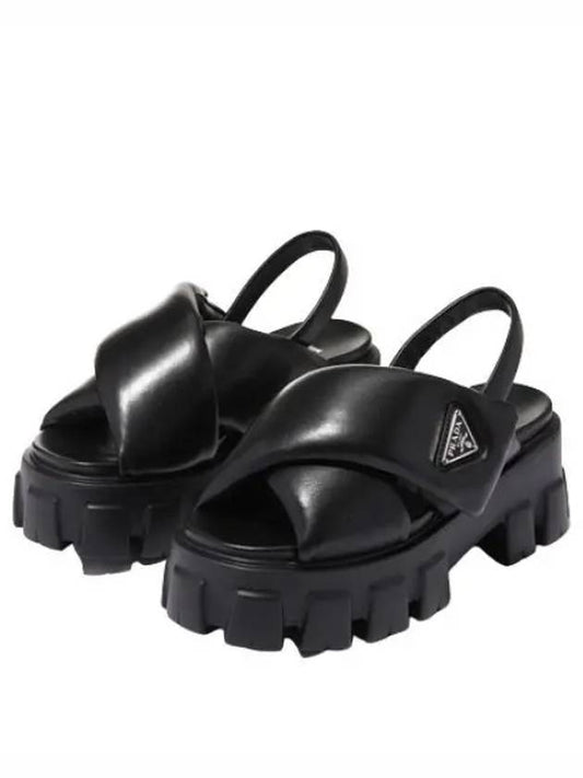 Monolith Padded Nappa Leather Sandals Women - PRADA - BALAAN 1