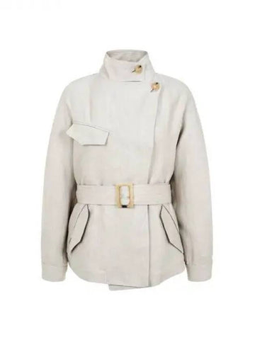 Women s Waist Belted Linen Jacket Beige 271491 - EMPORIO ARMANI - BALAAN 1