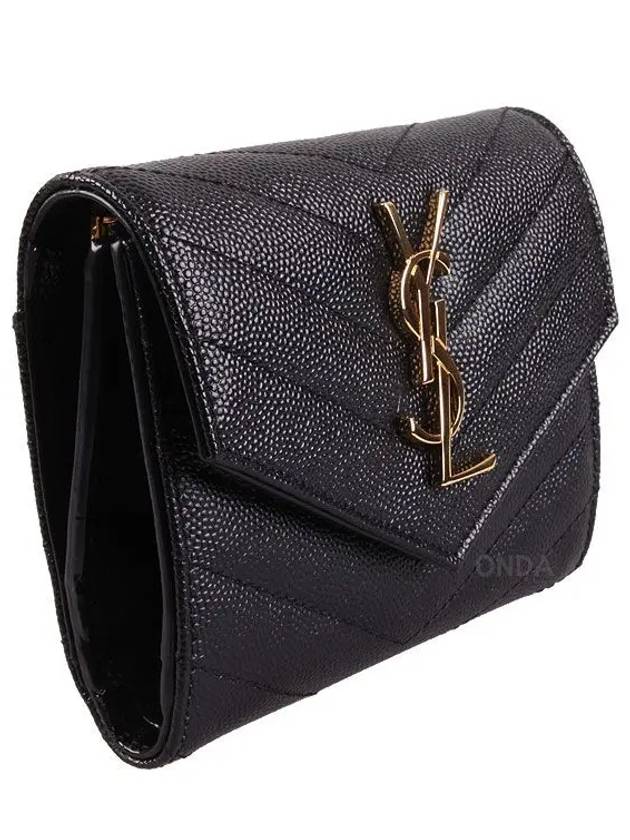 Matelasse Monogram Quilting Flap Half Wallet Black - SAINT LAURENT - BALAAN 4