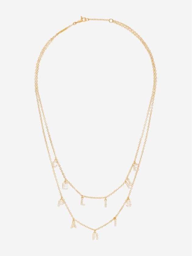 Brass Gold Finish Crystal Paris Double Necklace - CELINE - BALAAN 1