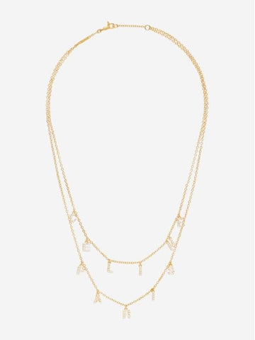 Brass Gold Finish Crystal Paris Double Necklace - CELINE - BALAAN 1