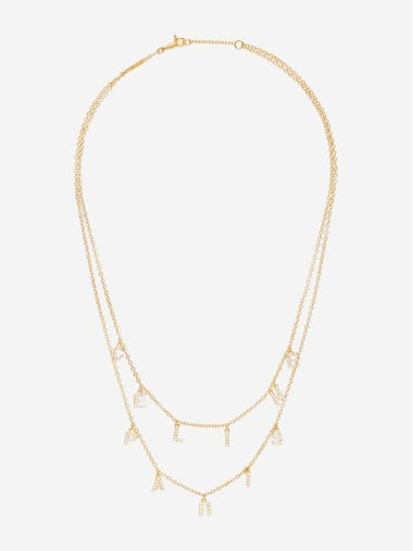 Paris Crystal Logo Double Chain Necklace Gold - CELINE - BALAAN 1