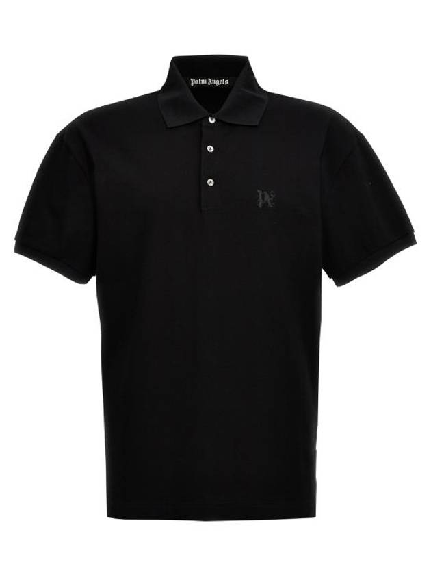 Polo T-shirt PMGB012R24FAB00110101010 Black - PALM ANGELS - BALAAN 1