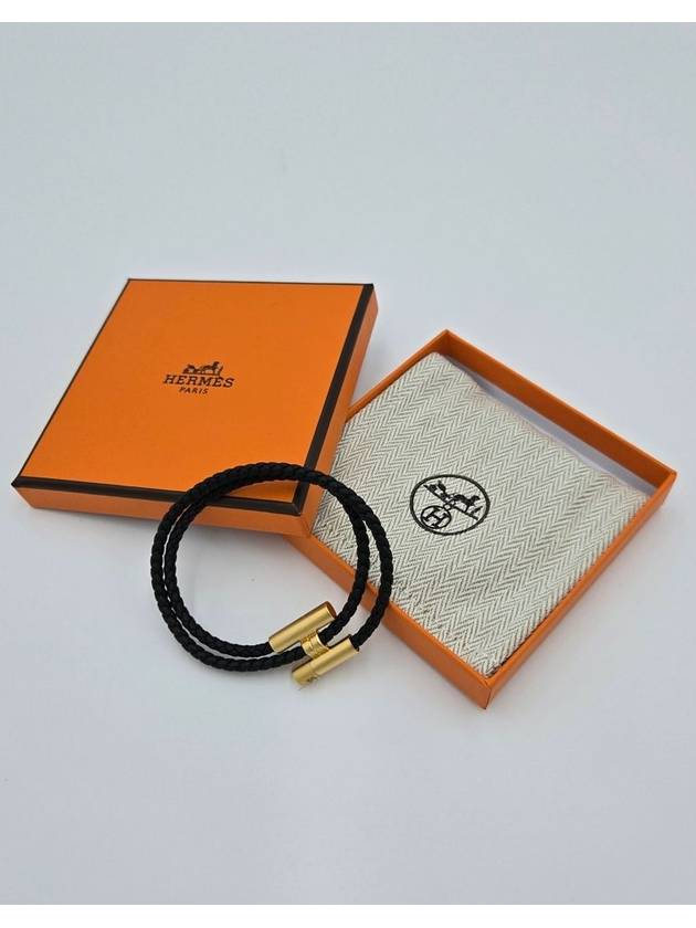 Tunis Tresse Gold Bracelet Noir - HERMES - BALAAN 3