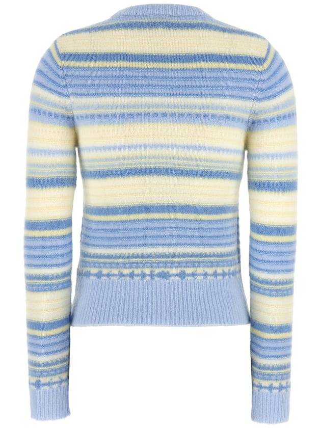 Striped Soft Wool Cardigan Light Blue - GANNI - BALAAN 3