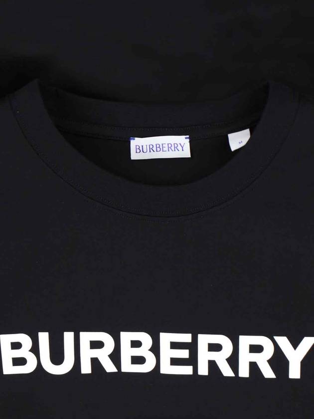 Logo Print Crew Neck Cotton Short Sleeve T-Shirt Black - BURBERRY - BALAAN 4