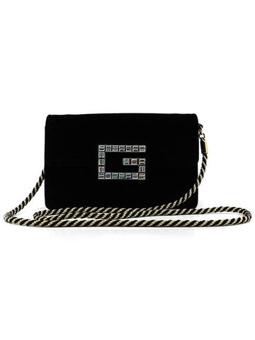 GC Square Black Velvet G Detail Shoulder Bag 5442429STCX 8005 - GUCCI - BALAAN 1