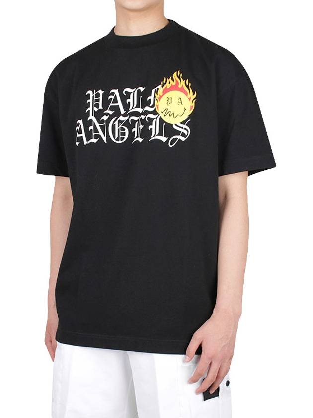 Burning Head Logo Short Sleeve T-Shirt Black - PALM ANGELS - BALAAN 3