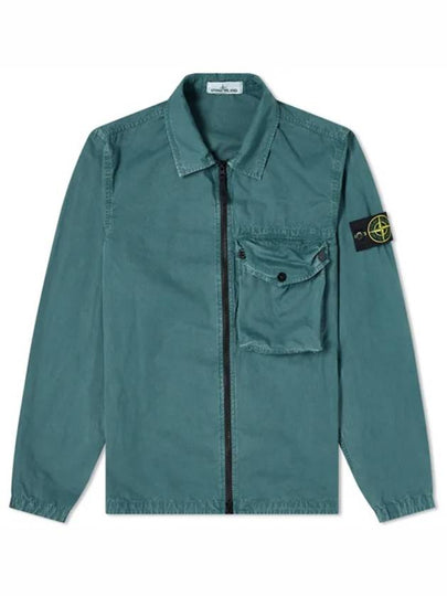 Men's Old Effect Overshirt Zip-Up Jacket Petrol - STONE ISLAND - BALAAN 2