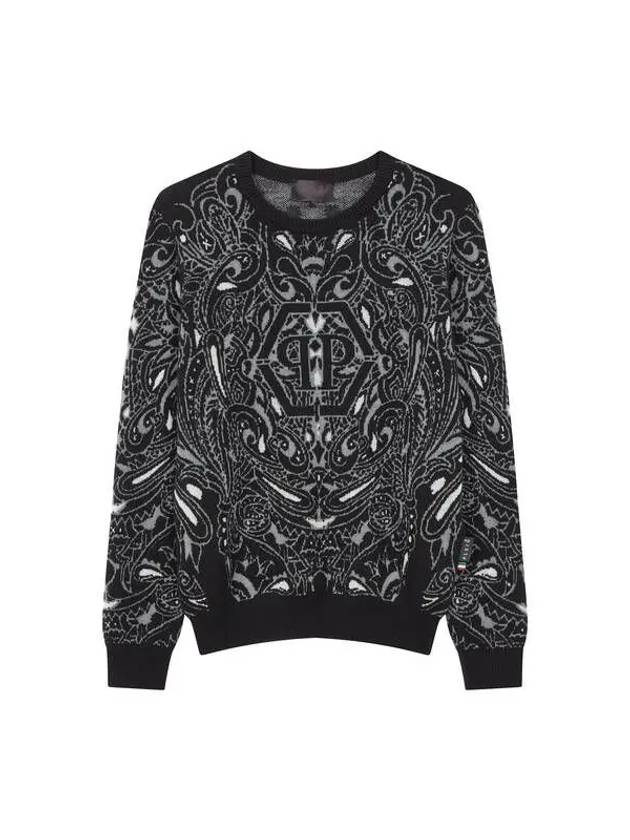 Men's Paisley Pattern Cashmere Pullover Black 271556 - PHILIPP PLEIN - BALAAN 1