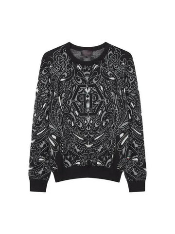 Men's Paisley Pattern Cashmere Pullover Black 271556 - PHILIPP PLEIN - BALAAN 1