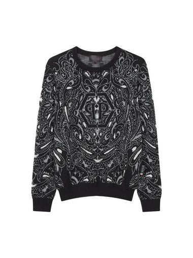 Men's Paisley Pattern Cashmere Pullover Black 271556 - PHILIPP PLEIN - BALAAN 1