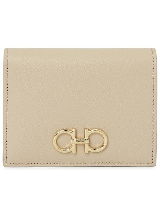 Gancini Compact Half Wallet Beige - SALVATORE FERRAGAMO - BALAAN 2