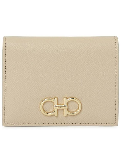 Gancini Compact Half Wallet Beige - SALVATORE FERRAGAMO - BALAAN 2