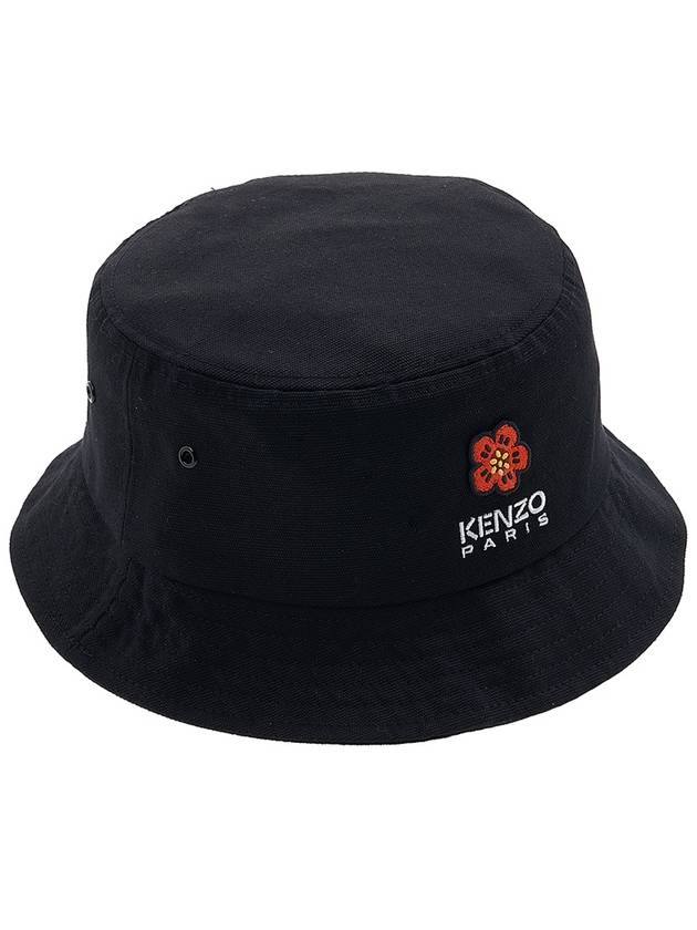 Flower Logo Bucket Hat Black - KENZO - BALAAN.