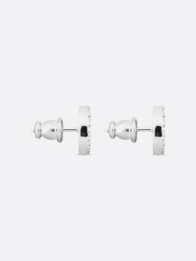 Petit CD Stud Crystal Earrings Silver - DIOR - BALAAN 3