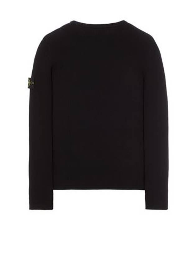 Men's Logo Patch Crew Neck Soft Cotton Knit Top Black - STONE ISLAND - BALAAN 3