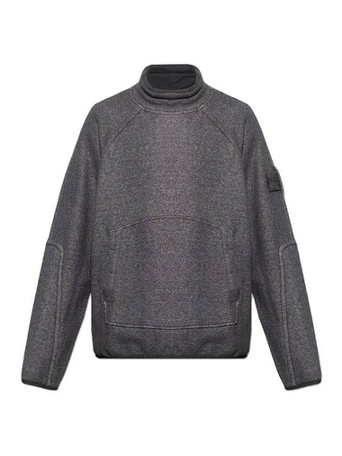 Logo Patch Mock Neck Sweatshirt Black - STONE ISLAND - BALAAN 1