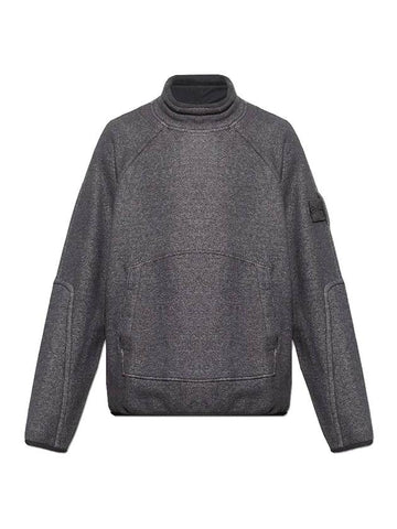 Logo Patch Mock Neck Sweatshirt Black - STONE ISLAND - BALAAN 1