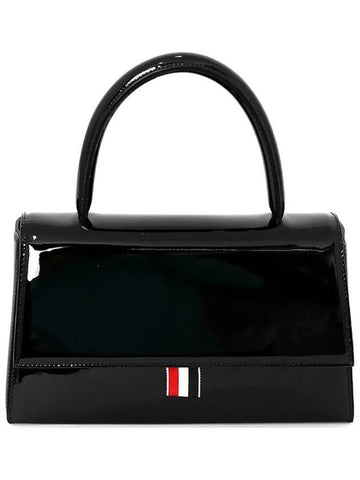 Women's Patent Trapeze Tote Bag Black - THOM BROWNE - BALAAN 1