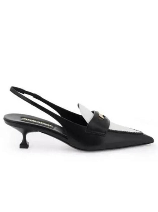 Leather Penny Slingback Heels Black - MIU MIU - BALAAN 2