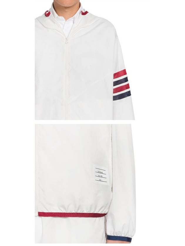 Military Ripstop Mesh 4-Bar Packable Hooded Jacket White - THOM BROWNE - BALAAN 6