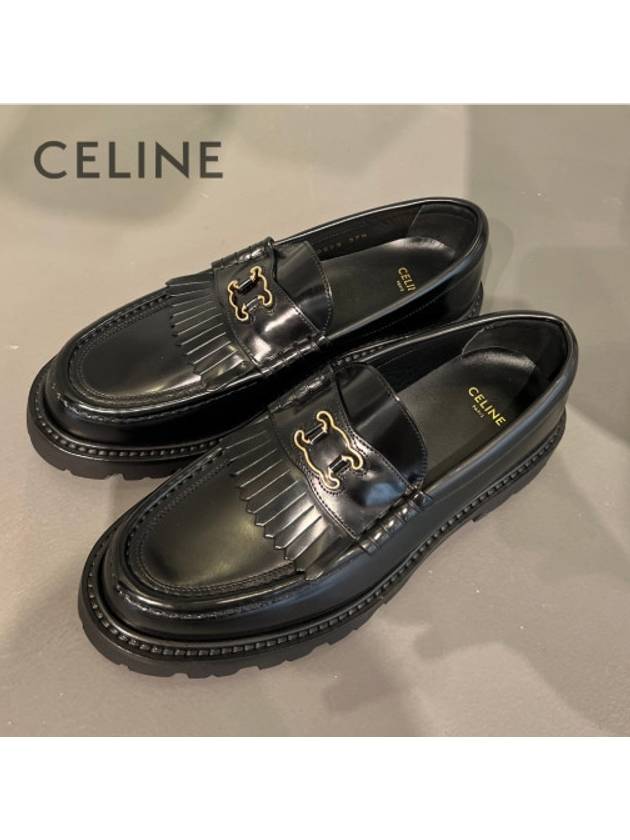 Margaret Triomphe Frame Calfskin Loafers Black - CELINE - BALAAN 3