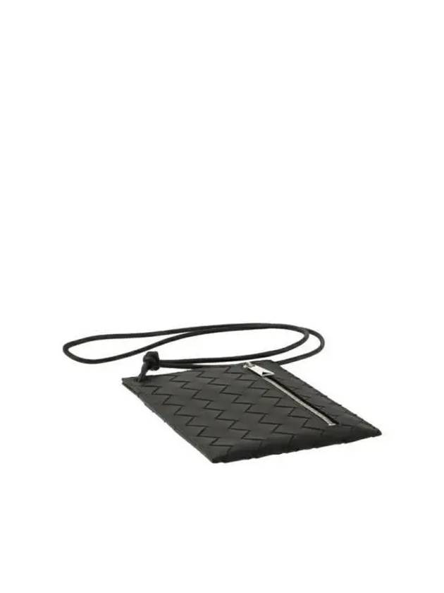 Intrecciato Neck Strapped Card Wallet Black - BOTTEGA VENETA - BALAAN 4