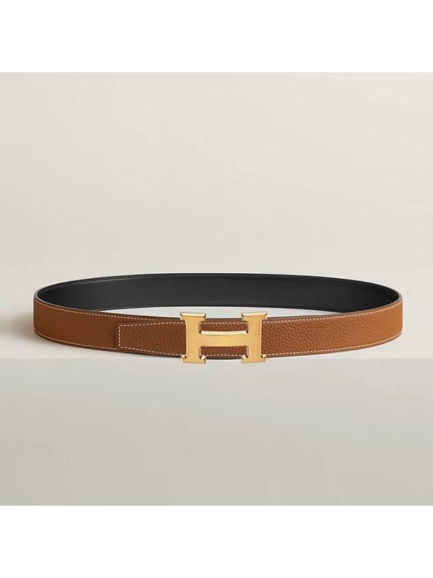 H Buckle Reversible 32mm Leather Black - HERMES - BALAAN 3