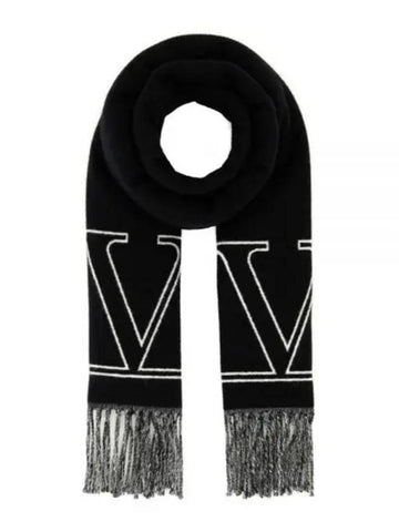 5Y0ER033 ZSY 0NI 5Y2ER033 V logo wool cashmere muffler - VALENTINO - BALAAN 1