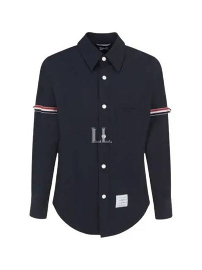 Three Stripes Armband Nylon Long Sleeve Shirt Navy - THOM BROWNE - BALAAN 2