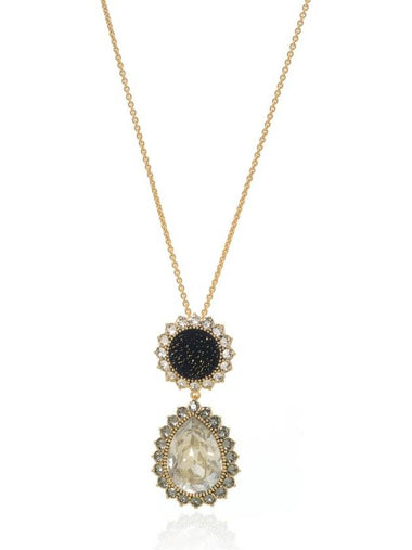 Millennium goldtone velvet crystal necklace - SWAROVSKI - BALAAN 1