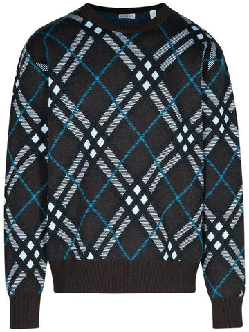 Burberry 'Check' Green Wool Sweater - BURBERRY - BALAAN 1