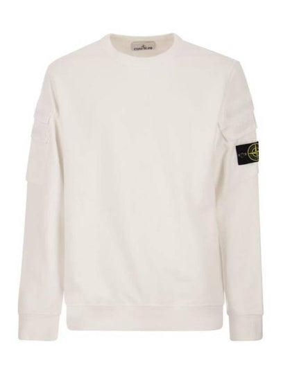 Men's Wappen Patch Cargo Pocket Sweatshirt White - STONE ISLAND - BALAAN 2